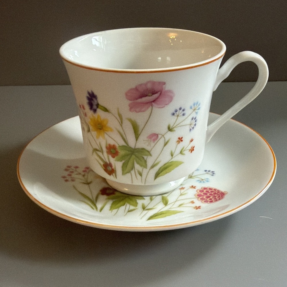 Vintage 1980s Stratford Nita Mikasa Summer melody Coffee/tea cup & saucer Floral